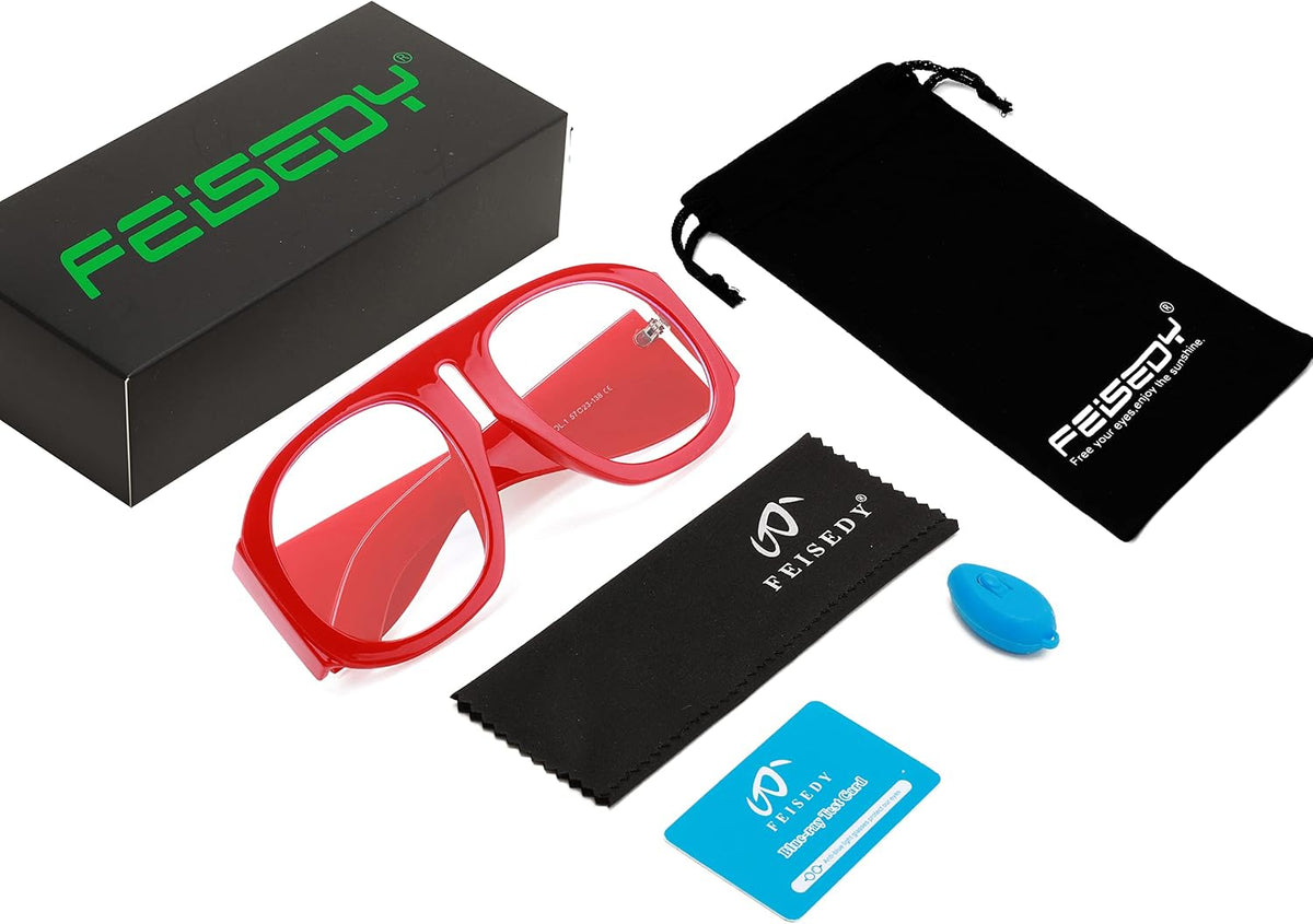 ÉÌƷͼƬ 21 | B0BP7FJ44H | FEISEDY Oversized Blue Light Blocking Glasses Women Men Big Plastic Aviator Frame Eyewear Clear Lens Computer Glasses B2371