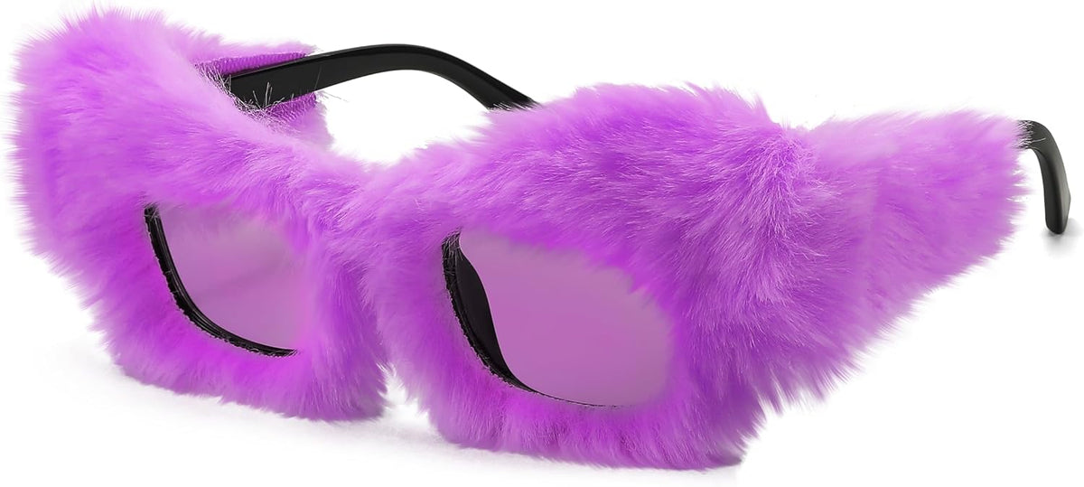 Purple 0086 / 70 Millimeters | B0CNCG8HTB | FEISEDY Sunglasses Women Plush Fuzzy Soft Velvet Party Masquerade B2877