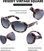 ÉÌƷͼƬ 24 | B094CJFYW6 | FEISEDY Vintage Square Polarized Sunglasses for Women Men Havana Thick Wrap Around Sun Glasses UV400 B2703