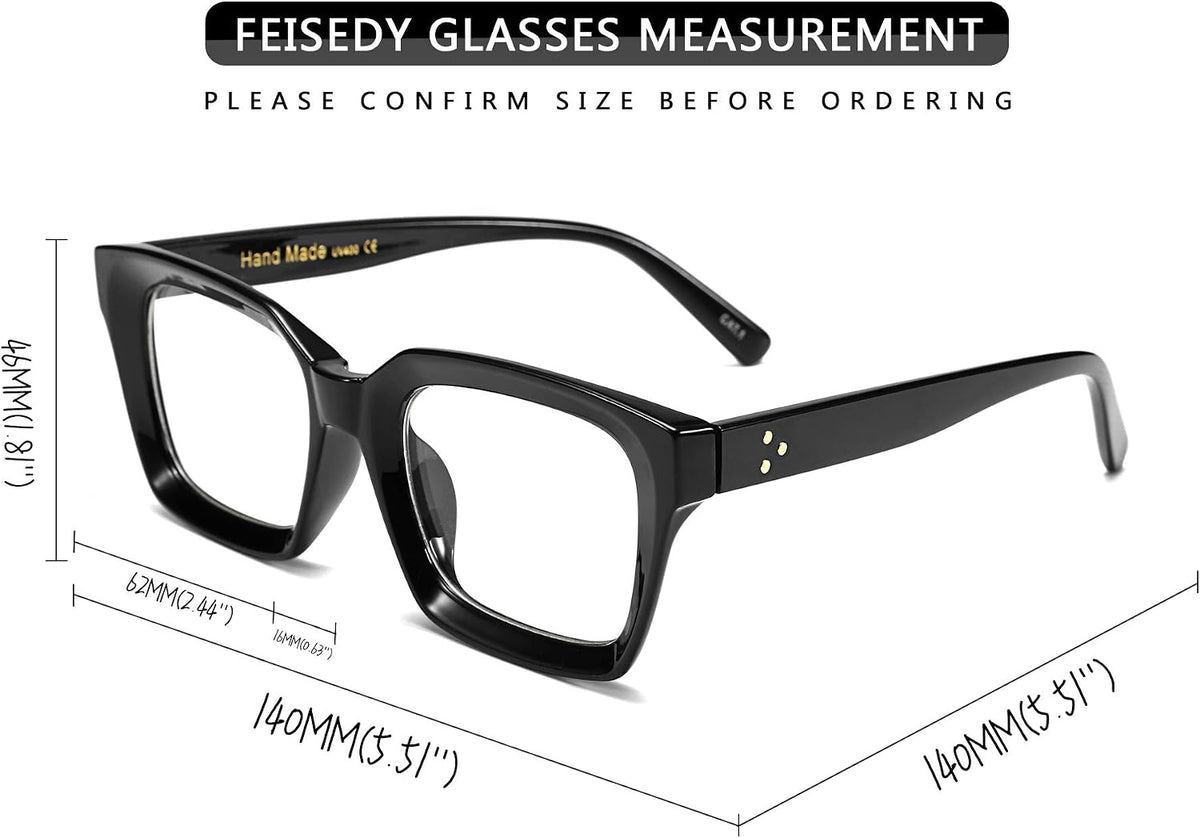 ÉÌƷͼƬ 26 | B07TCM52QY | FEISEDY Retro Square Blue Light Blocking Reading Glasses B2479