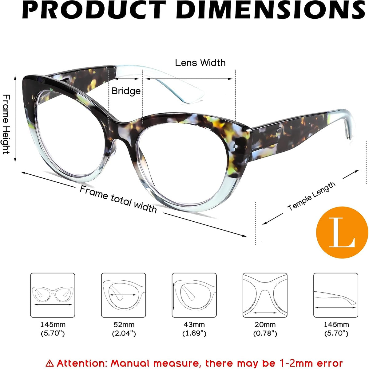 商品图片 20 | B0DFPWRH8W | FEISEDY Cat-Eye Blue Light Reading Glasses for Women Thick Fashion Anti- Glare Digital Eyestrain Readers B0230