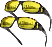 Black*2 / 60 Millimeters | B0FWRPDTWX | FEISEDY Polarized Fit Over Glasses Sunglasses Men Women Wrap Around B2593