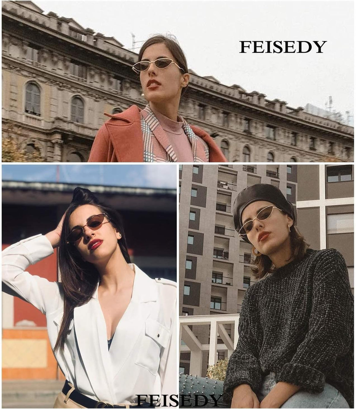 ÉÌƷͼƬ 31 | B0CNZ29R9R | FEISEDY Y2K Sunglasses for women Men Fashion Cateye Designer B2298