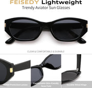 ÉÌƷͼƬ 12 | B0GV7G6XL2 | FEISEDY Retro Cat Eye Sunglasses for Women Trendy Shades Chunky Frame B0418