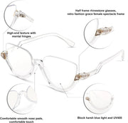 ÉÌƷͼƬ 10 | B0CJFLY9C9 | FEISEDY Reading Glasses for Women Fashion Half Frame Cat Eye Glasses Anti Glare Eyeglasses B0067