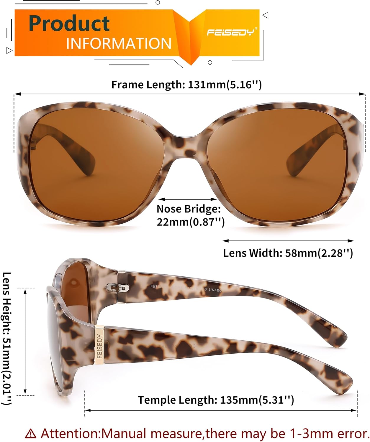 商品图片 28 | B0H4R52F3D | FEISEDY Women's Polarized Sunglasses Wrap Around Vintage Fashion Sunnies UV400 Protection B0394