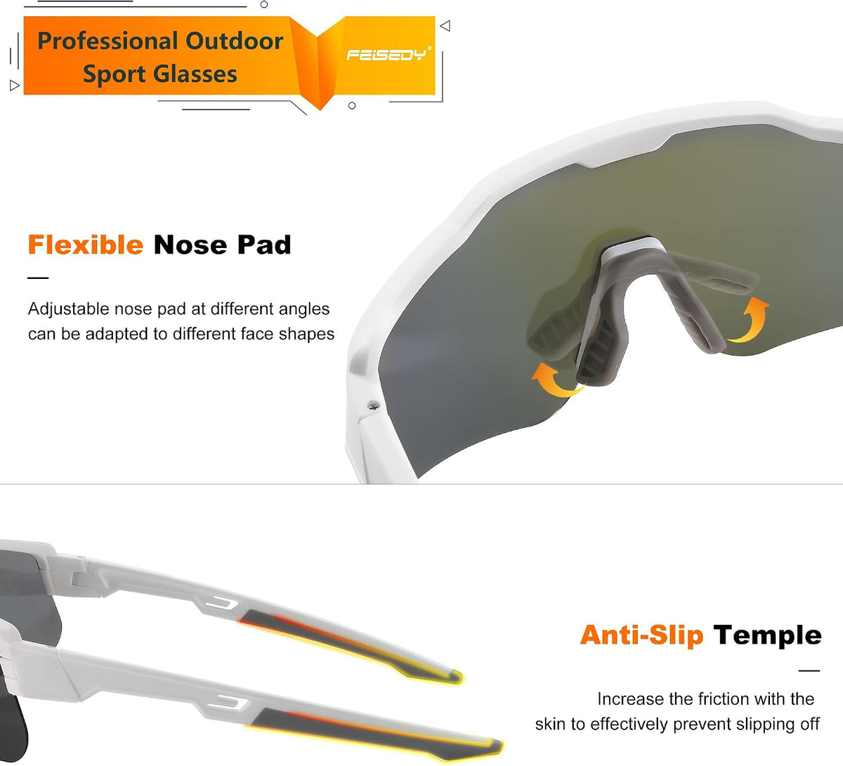 ÉÌƷͼƬ 6 | B0CHHX6DXG | FEISEDY Polarized Youth Sports Sunglasses Teens Cycling Sunglasses Kids Sport Baseball Glasses for Boys Girls Age8-16 B0032