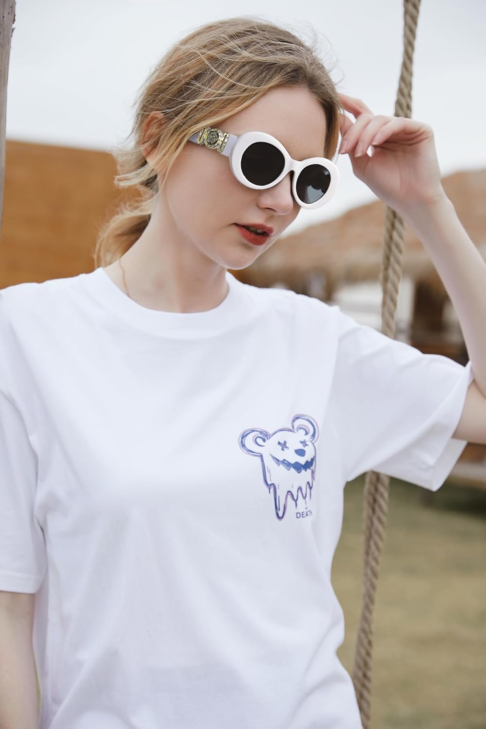 商品图片 10 | B0CCVFXCCT | FEISEDY Retro Oval Sunglasses Women Mens 90s Vintage Small Round shades Clout Goggles B2969