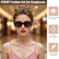 商品图片 9 | B0GV7G6XL2 | FEISEDY Retro Cat Eye Sunglasses for Women Trendy Shades Chunky Frame B0418