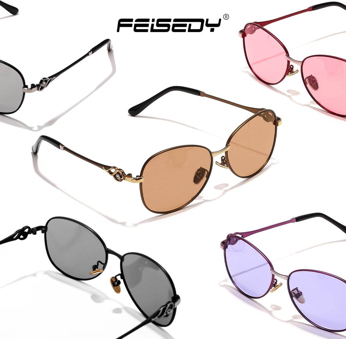 ÉÌƷͼƬ 13 | B0DCZMV6Y9 | FEISEDY Oval Photochromic Polarized Sunglasses Women Retro Metal Rhinestone Sunglasses Classic UV400 Protection B1119