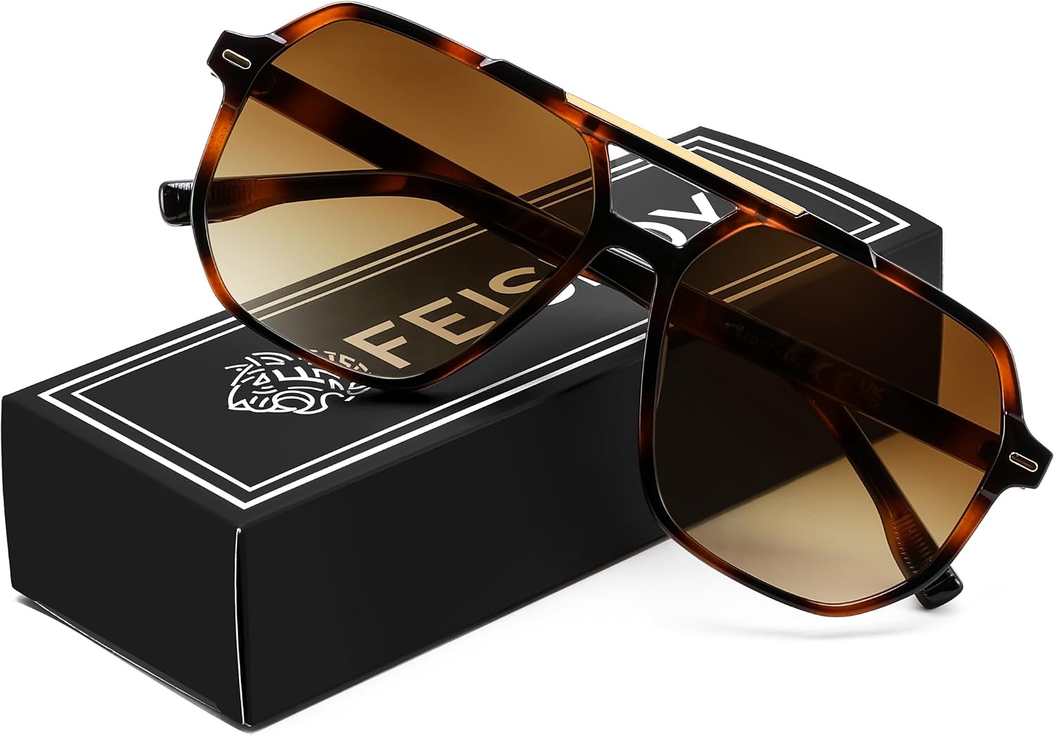 Tortoise/Gradient Tea / 57 Millimeters | B0H71GWTV3 | FEISEDY Retro Aviator Sunglasses for Women Men 70s Square Sun Glasses B0281