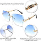 商品图片 20 | B083VRLS2Q | FEISEDY Classic Rimless Sunglasses Women Metal Frame Diamond Cutting Lens Sun Glasses B2567