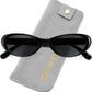 Black Frame Grey Lens / 54 Millimeters | B0H6WFTTQB | FEISEDY Retro Oval Polarized Sunglasses for Women Cat Eye TR90 Shades B0460