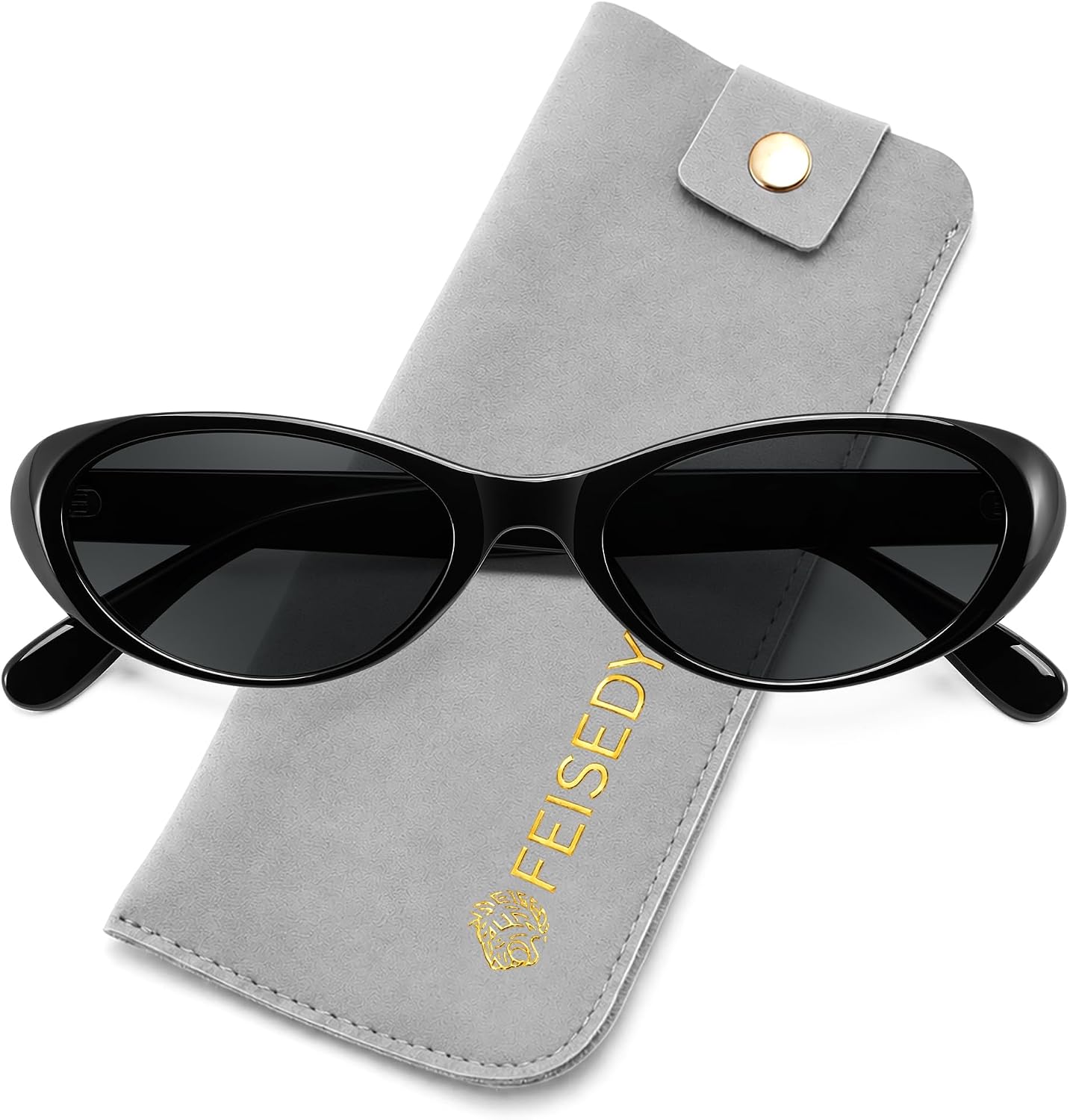 Black Frame Grey Lens / 54 Millimeters | B0H6WFTTQB | FEISEDY Retro Oval Polarized Sunglasses for Women Cat Eye TR90 Shades B0460