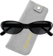 Black Frame Grey Lens / 54 Millimeters | B0H6WFTTQB | FEISEDY Retro Oval Polarized Sunglasses for Women Cat Eye TR90 Shades B0460