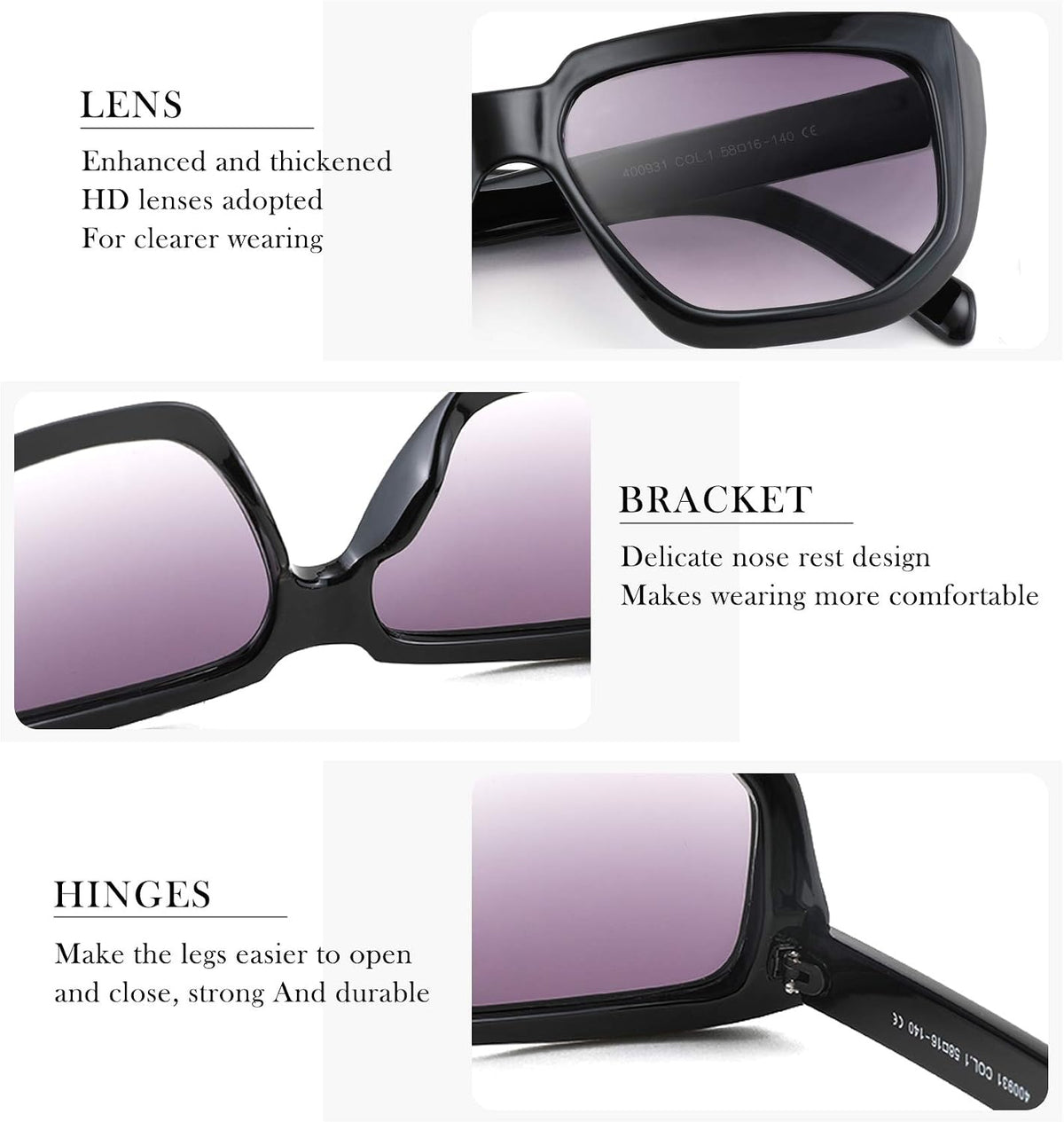 ÉÌƷͼƬ 5 | B08PD9KPH8 | FEISEDY Women Retro Square Sunglasses Trendy Shield Flat Top Shades B2717