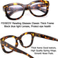 商品图片 17 | B082SVW71F | FEISEDY Retro Reading Glasses Thick Square Big Frame Blue Light Blocking Lens Anti Glare Digital Eyestrain B2534