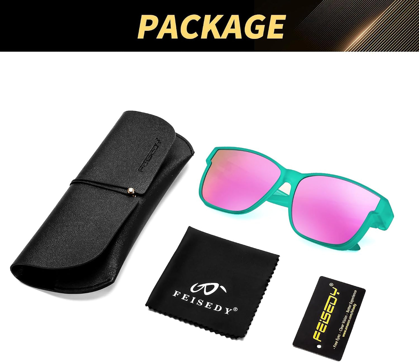 商品图片 23 | B0GQH1CMTJ | FEISEDY Fit Over Glasses Polarized Sunglasses Oversized Square UV400 B0250