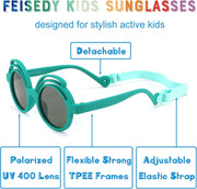ÉÌƷͼƬ 29 | B0CQBTQZFP | FEISEDY Baby Polarized Round Sunglasses Flexible Rubber Shades with Strap for Infant Toddler Newborn Age 0-24 Months B0060