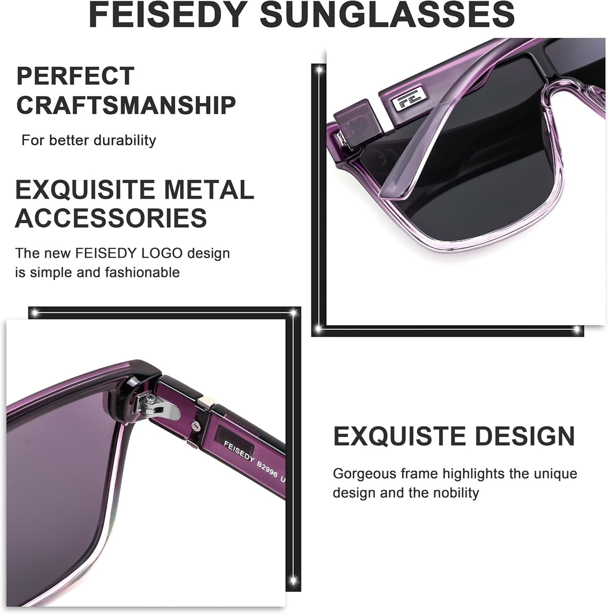 ÉÌƷͼƬ 124 | B0B2836HD6 | FEISEDY Sunglasses for Women Men, Fashion Mirrored Single Lens Shades