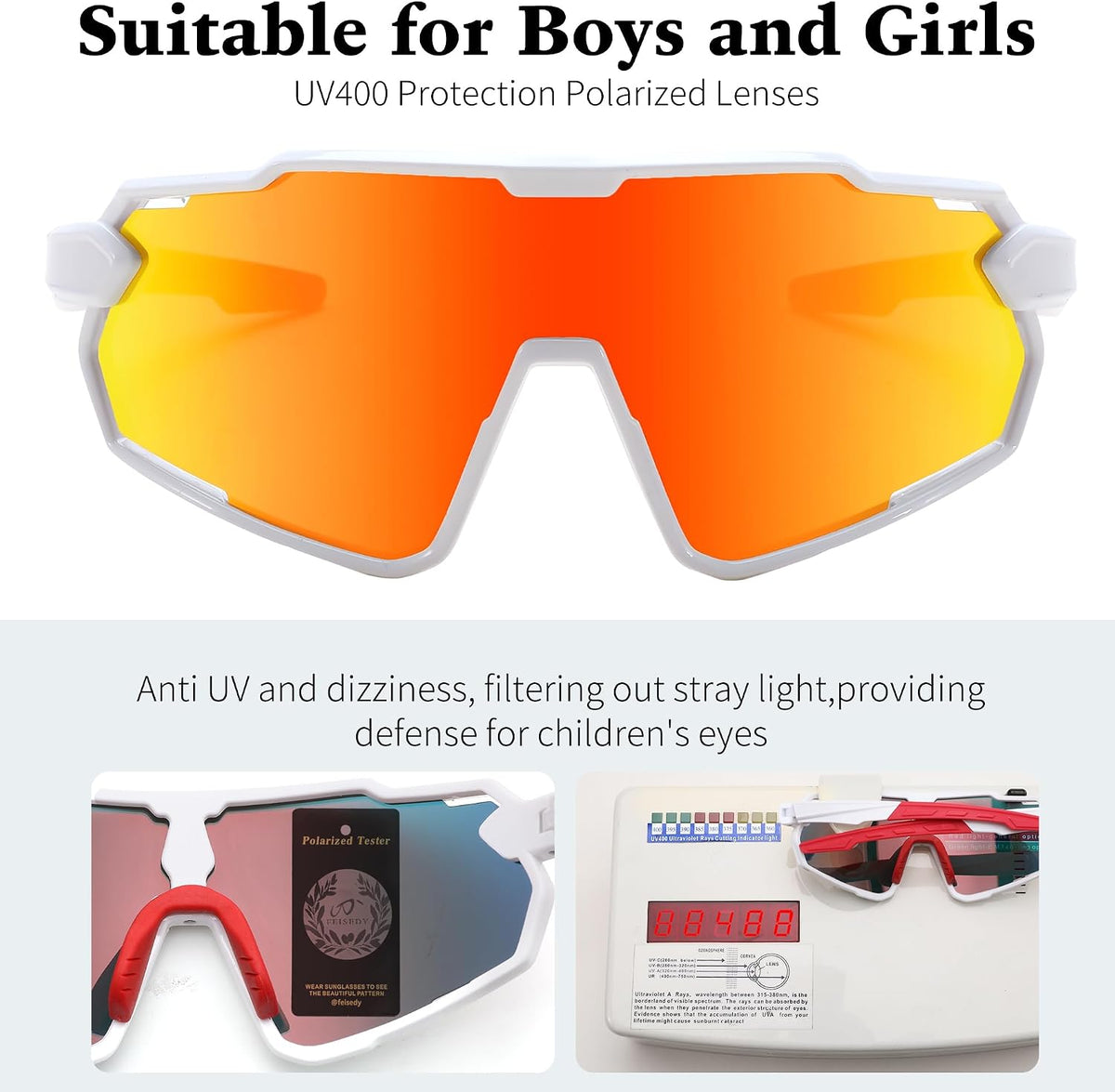 ÉÌƷͼƬ 46 | B0D6XZ67Q2 | FEISEDY Kids Teens Baseball Polarized Sunglasses Lightweight Frame UV400 Sports Cycling Shades for Boys Girls B0190