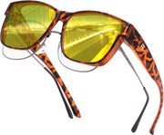 Brown Tortoise Frame & Yellow Lens / 63 Millimeters | B0G4CYM75C | FEISEDY Night Vision Driving Glasses Anti Glare Fit Over Glasses for Men Women Polarized Nighttime B0250