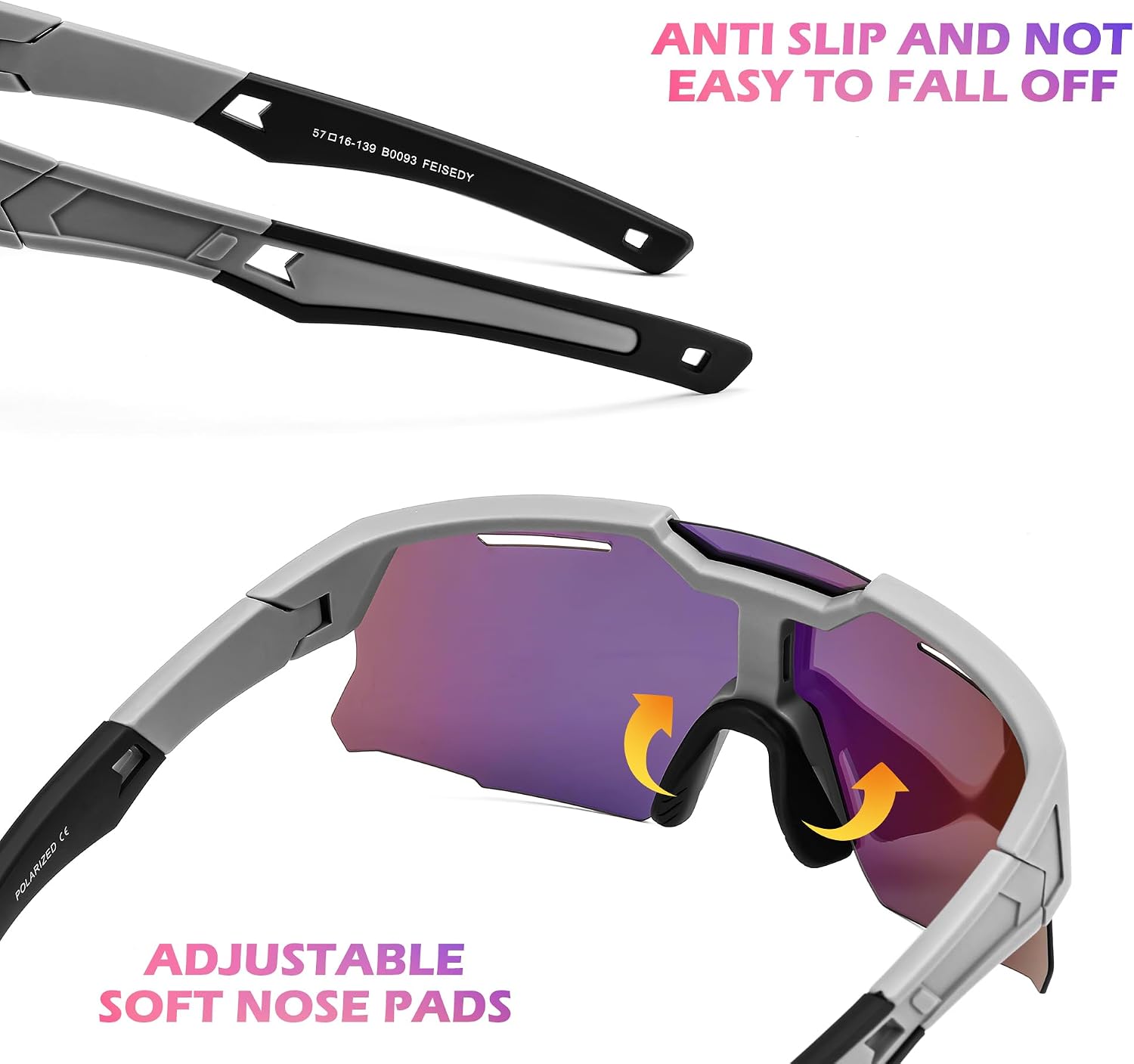 商品图片 26 | B0D78P6WRV | FEISEDY Kids Teens Baseball Polarized Sunglasses Sports Cycling Glasses for Youth Boys Girls Age 8-16 B0157
