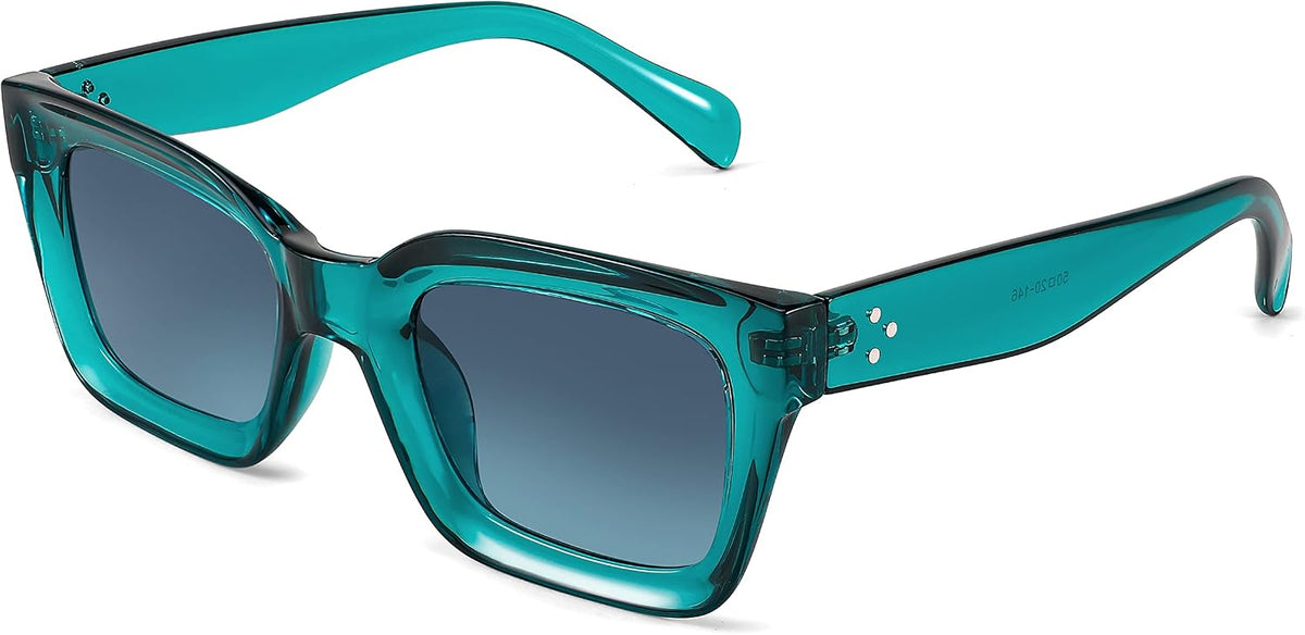 Transparent Turquoise / 50 Millimeters | B0BR37V879 | FEISEDY Classic Women Sunglasses Fashion Thick Square Sun Glasses B2471