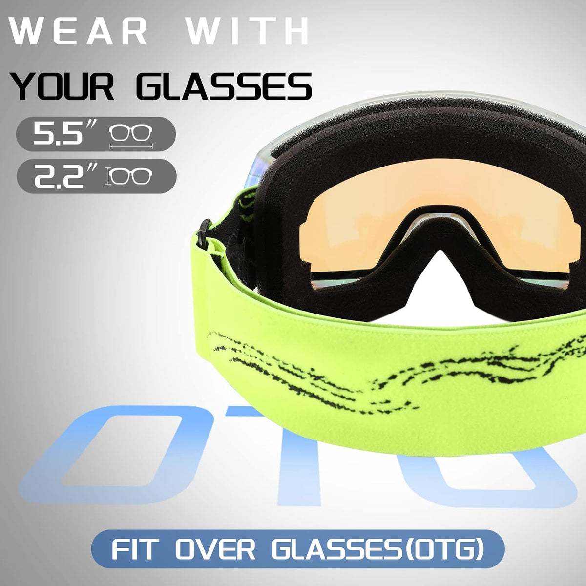 商品图片 3 | B0GHRB6WCQ | FEISEDY Ski Goggles, OTG Snow Sport Goggles for Adult Youth, Anti-Fog UV400 Protection Bendable Dual-Lenses B2961