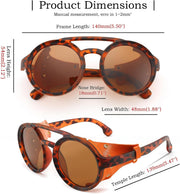 ÉÌƷͼƬ 24 | B09WN3J4YZ | FEISEDY Retro Round Steampunk Sunglasses Women Men Leatherwear B2532