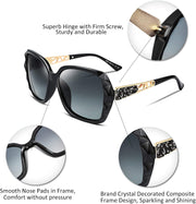 ÉÌƷͼƬ 86 | B079GSTW1D | FEISEDY Polarized Women Square Sunglasses Sparkling Composite Shiny Frame B2289