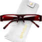 Red / 50 Millimeters | B0GY48XC38 | FEISEDY Chic Semi Rimless Blue Light Glasses for Women B0431