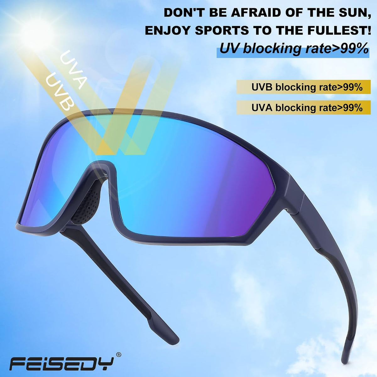 ÉÌƷͼƬ 2 | B0CNSHHV4H | FEISEDY Cycling Sunglasses Men Women, UV400 Protection for Baseball Cycling Sun Glasses Youth 8-12 B0085