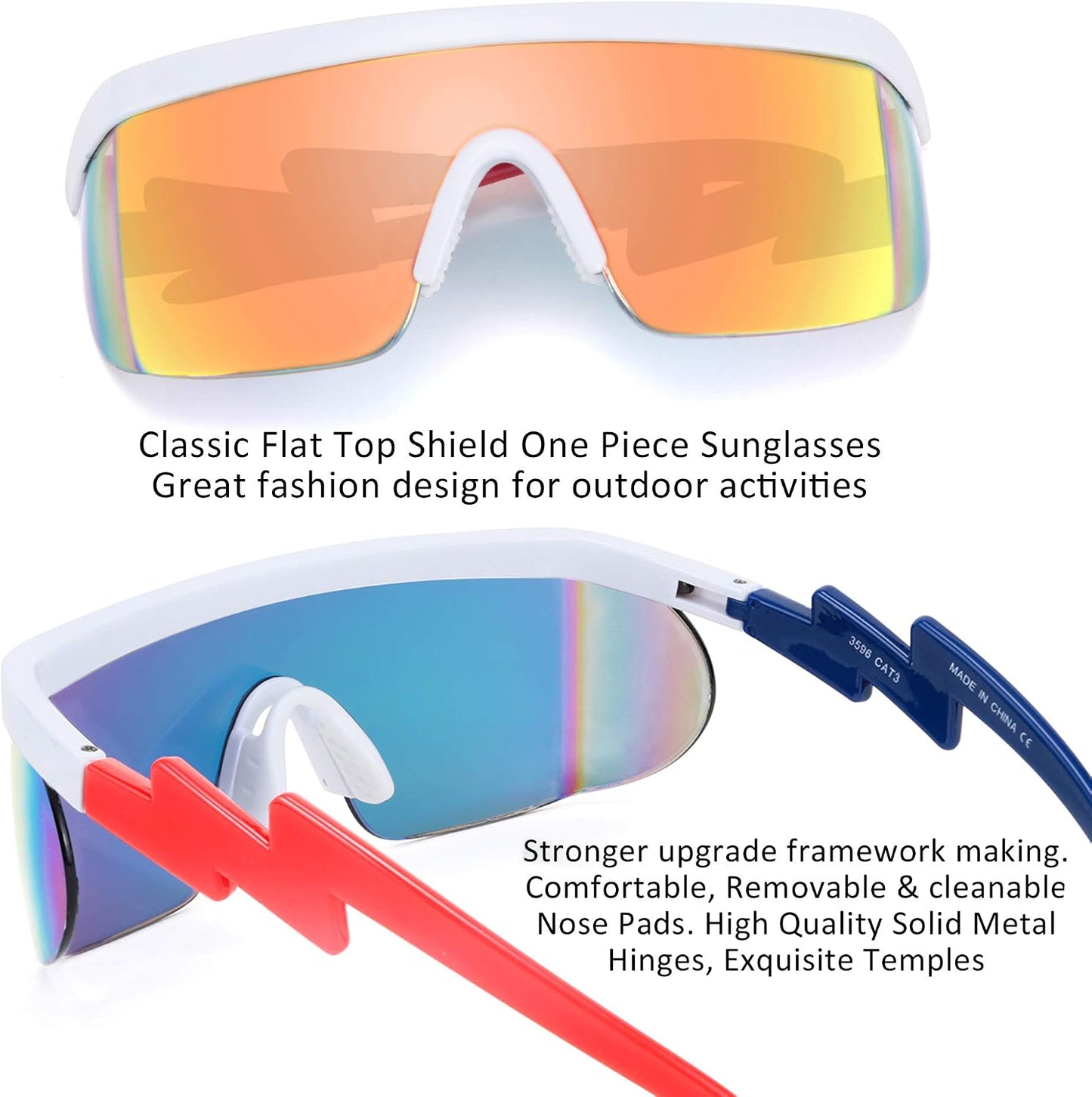 商品图片 20 | B096SD9GGG | FEISEDY Oversized Mirror Shield Sport 80s Sunglasses Ski Goggles Flat Top One Piece Futuristic Visor Women Men B2522