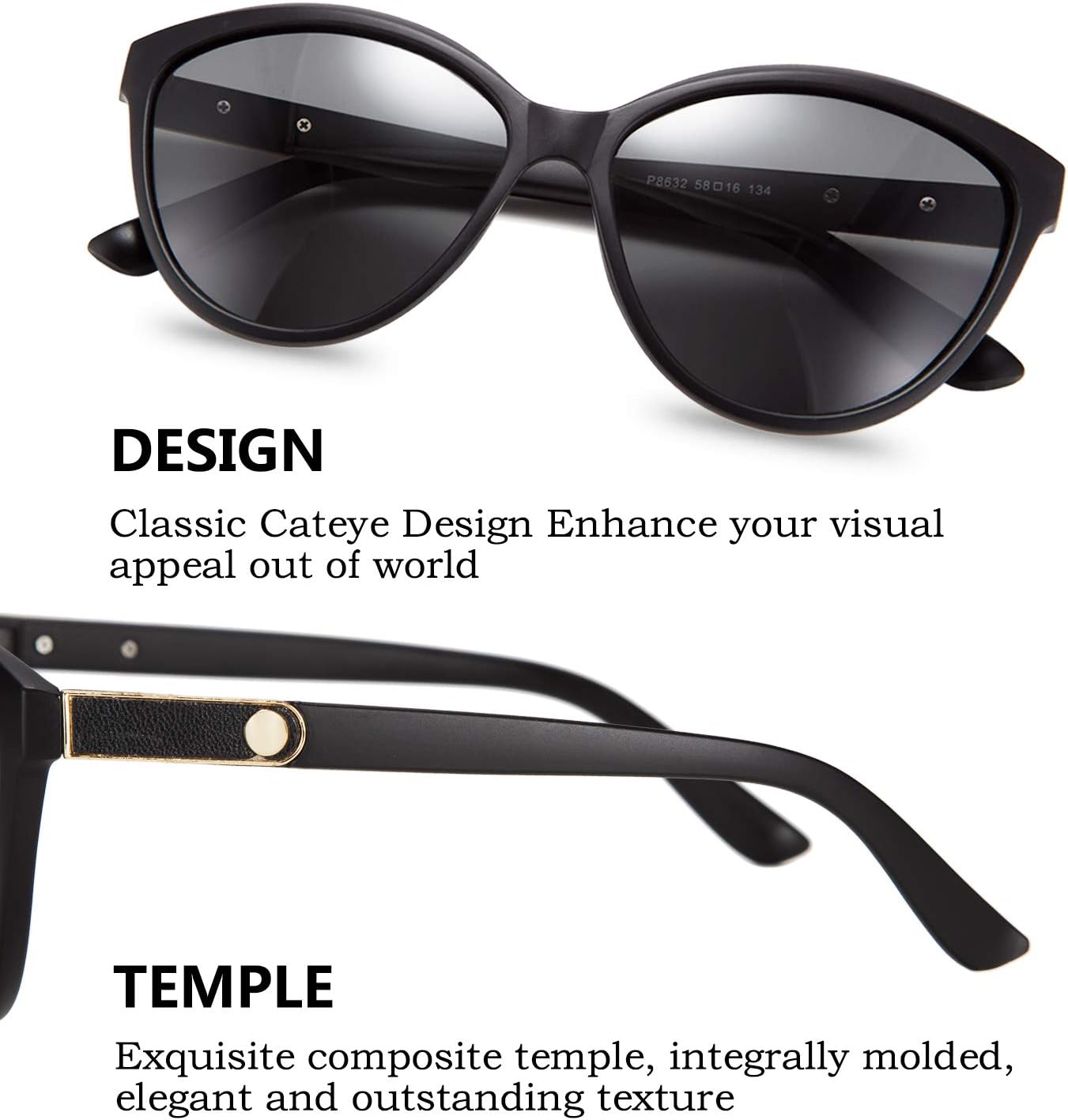商品图片 11 | B07VB227XS | FEISEDY Classic Cateye Polarized Sunglasses for Women 100% UV Protection B2512