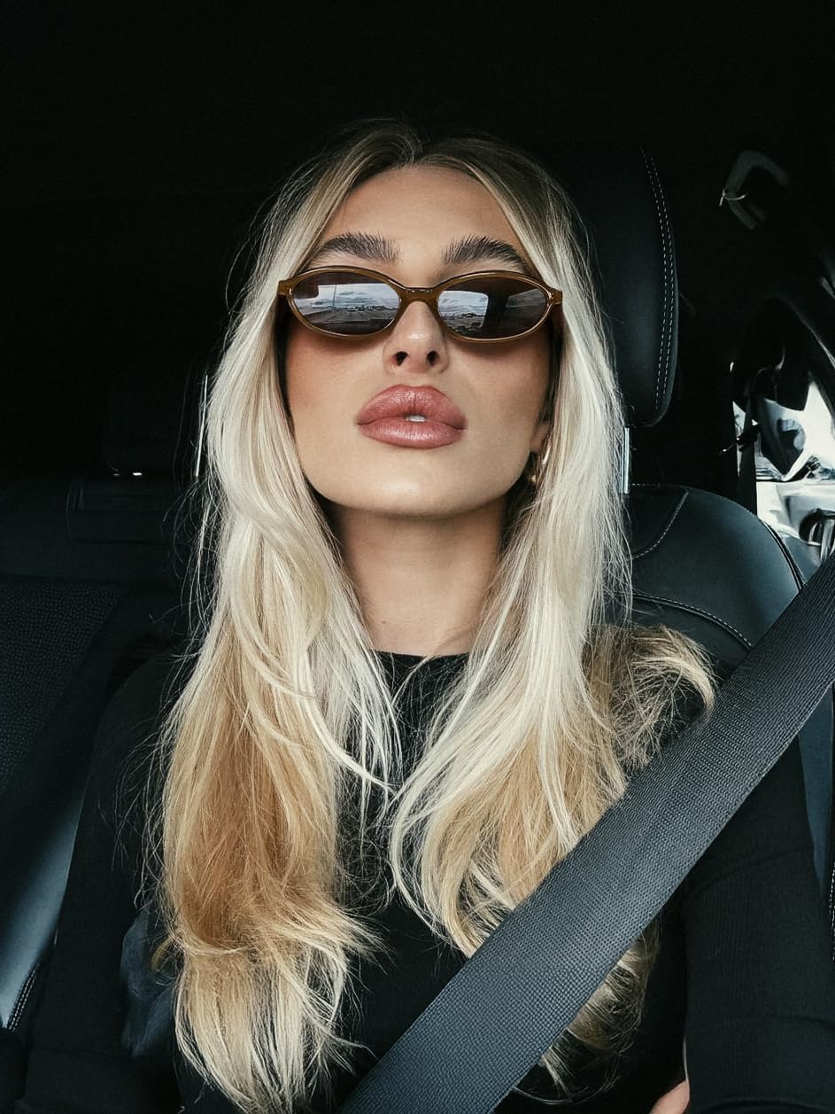 商品图片 66 | B0DMN6519L | FEISEDY Retro Oval Cat Eye Sunglasses for Women 90s Narrow Lightweight Shades Y2k Trendy Sunnies B0257