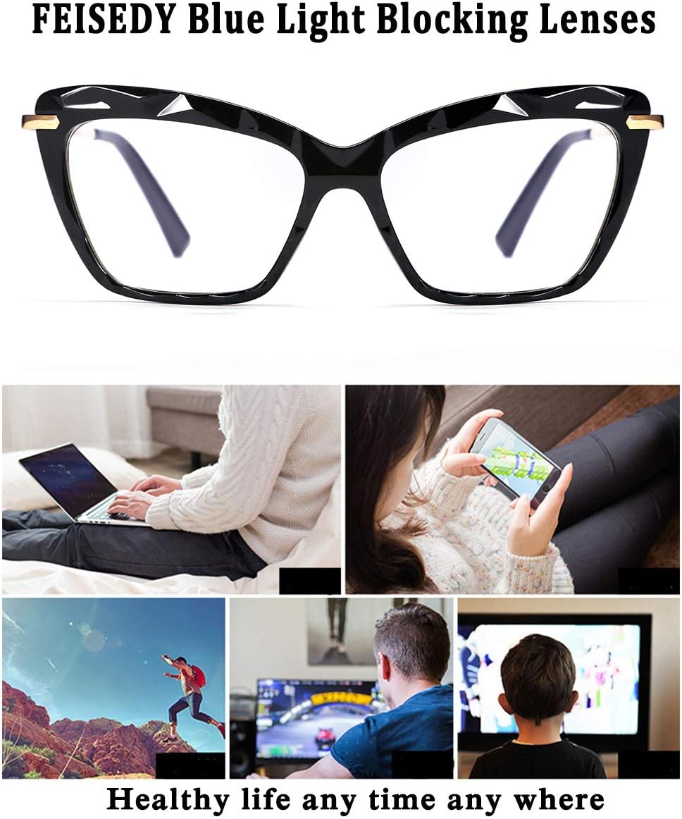 ÉÌƷͼƬ 4 | B07S9JPPPF | FEISEDY Crystal Cat Eye Glasses Frame Blue Light Blocking Computer Eyewear B2500