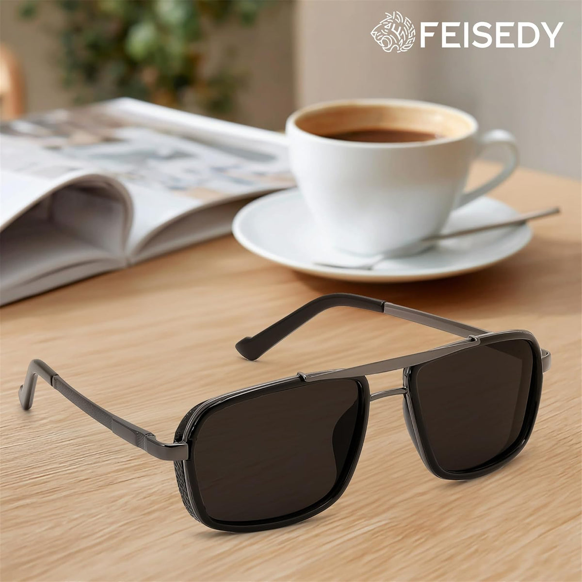 ÉÌƷͼƬ 13 | B0FDKZNCG9 | FEISEDY Retro Aviator Polarized Sunglasses For Women Men 70s Trendy B0292