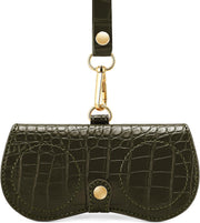 ÉÌƷͼƬ 34 | B0H4QTYMQP | FEISEDY Soft Crocodile Textured Leather Sunglass Bag, Portable Glasses Pouch With Button Clip Wrist Strap B0366