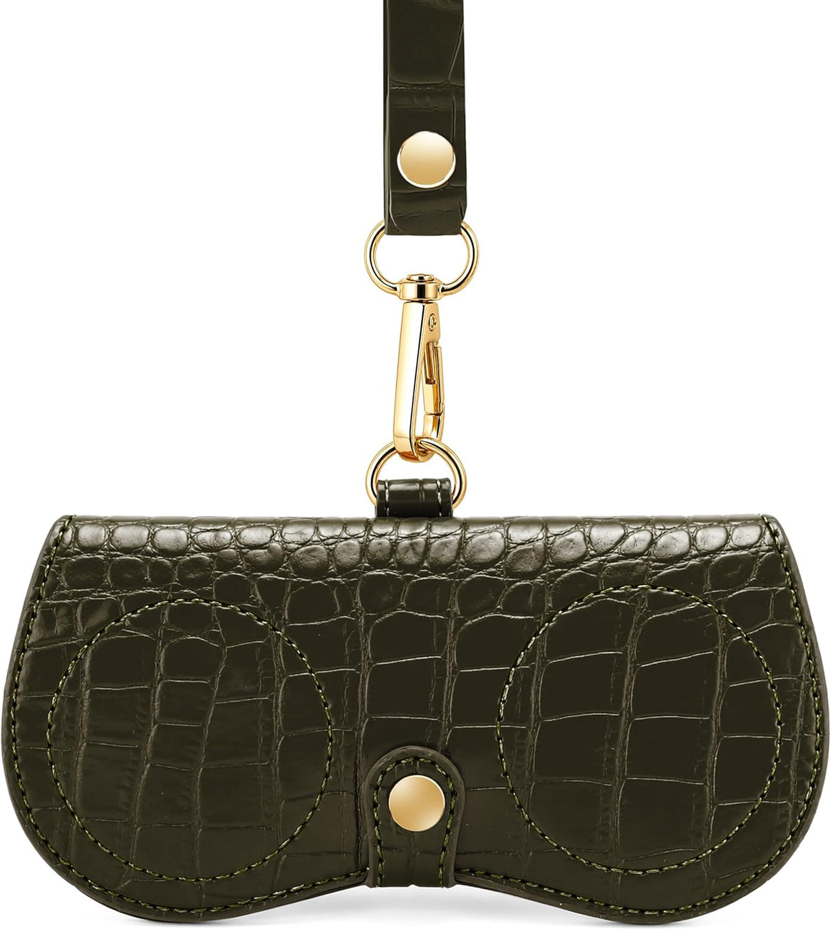 ÉÌƷͼƬ 34 | B0H4QTYMQP | FEISEDY Soft Crocodile Textured Leather Sunglass Bag, Portable Glasses Pouch With Button Clip Wrist Strap B0366
