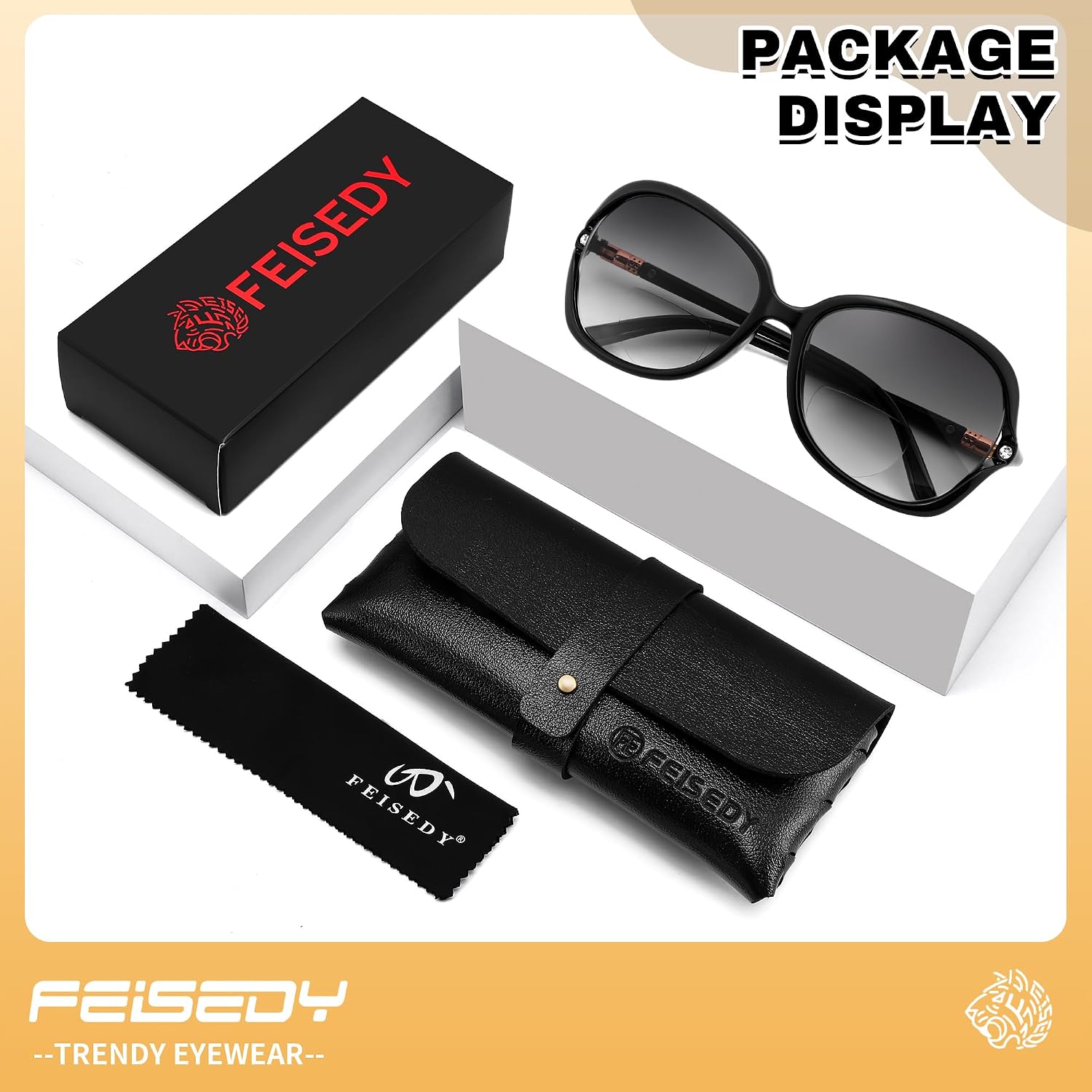 商品图片 15 | B0F8N9H1N8 | FEISEDY Fashion Bifocal Reader Sunglasses, Butterfly Reading Glasses B0286