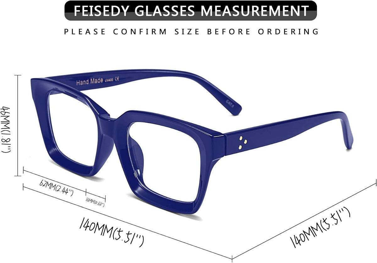 ÉÌƷͼƬ 5 | B07TCM52QY | FEISEDY Retro Square Blue Light Blocking Reading Glasses B2479
