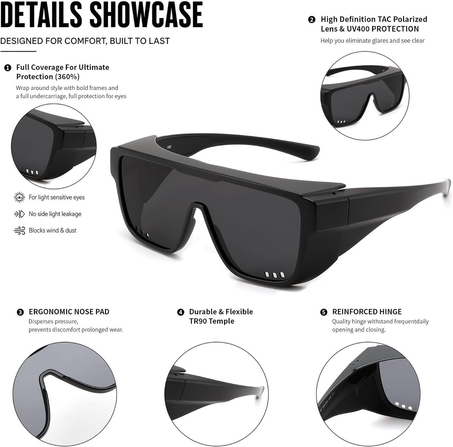 商品图片 31 | B0H2Z4Q1KM | FEISEDY Fit Over Glasses Polarized Sunglasses for Men Women B0456