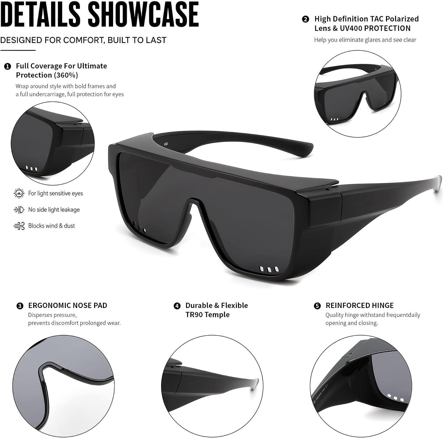 商品图片 31 | B0H2Z4Q1KM | FEISEDY Fit Over Glasses Polarized Sunglasses for Men Women B0456