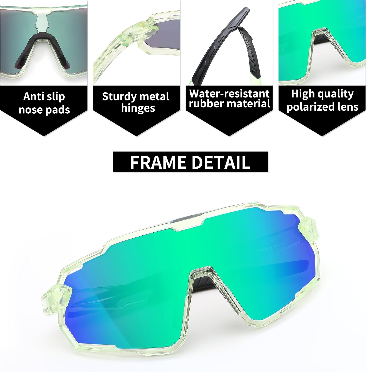 商品图片 35 | B0D6XZ67Q2 | FEISEDY Kids Teens Baseball Polarized Sunglasses Lightweight Frame UV400 Sports Cycling Shades for Boys Girls B0190
