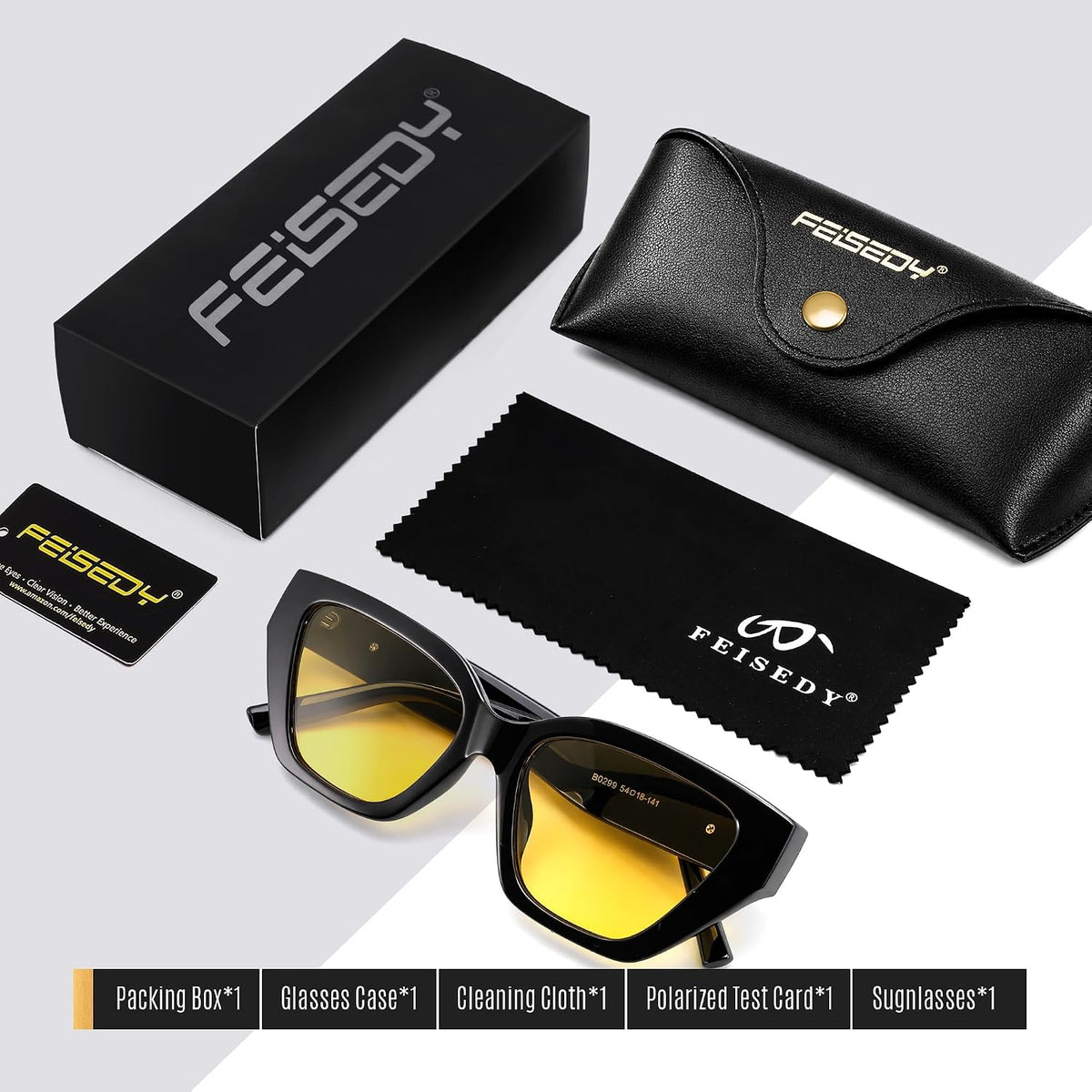 ÉÌƷͼƬ 25 | B0F8N6T6HM | FEISEDY Women's Polarized Cat Eye Sunglasses - UV400 Protection, Trendy Design for Driving & Daily Wear B0299