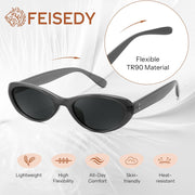 ÉÌƷͼƬ 26 | B0H6WC71MZ | FEISEDY Retro Oval Polarized Sunglasses for Women Cat Eye TR90 Shades B0460