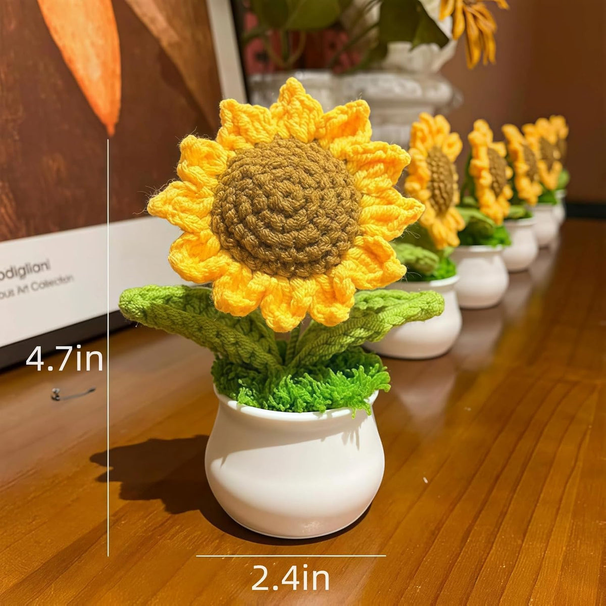 商品图片 3 | B0DS541YYX | Artificial Sunflower Crochet Flowers for Office Desk Decor, Funny Gifts for Women Party Decorations