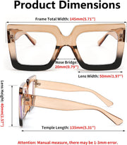 商品图片 6 | B0BZRTPH3F | FEISEDY Fashion Oversized Blue Light Glasses for Women Anti Fatigue Thick Square Computer Eyewear B2381