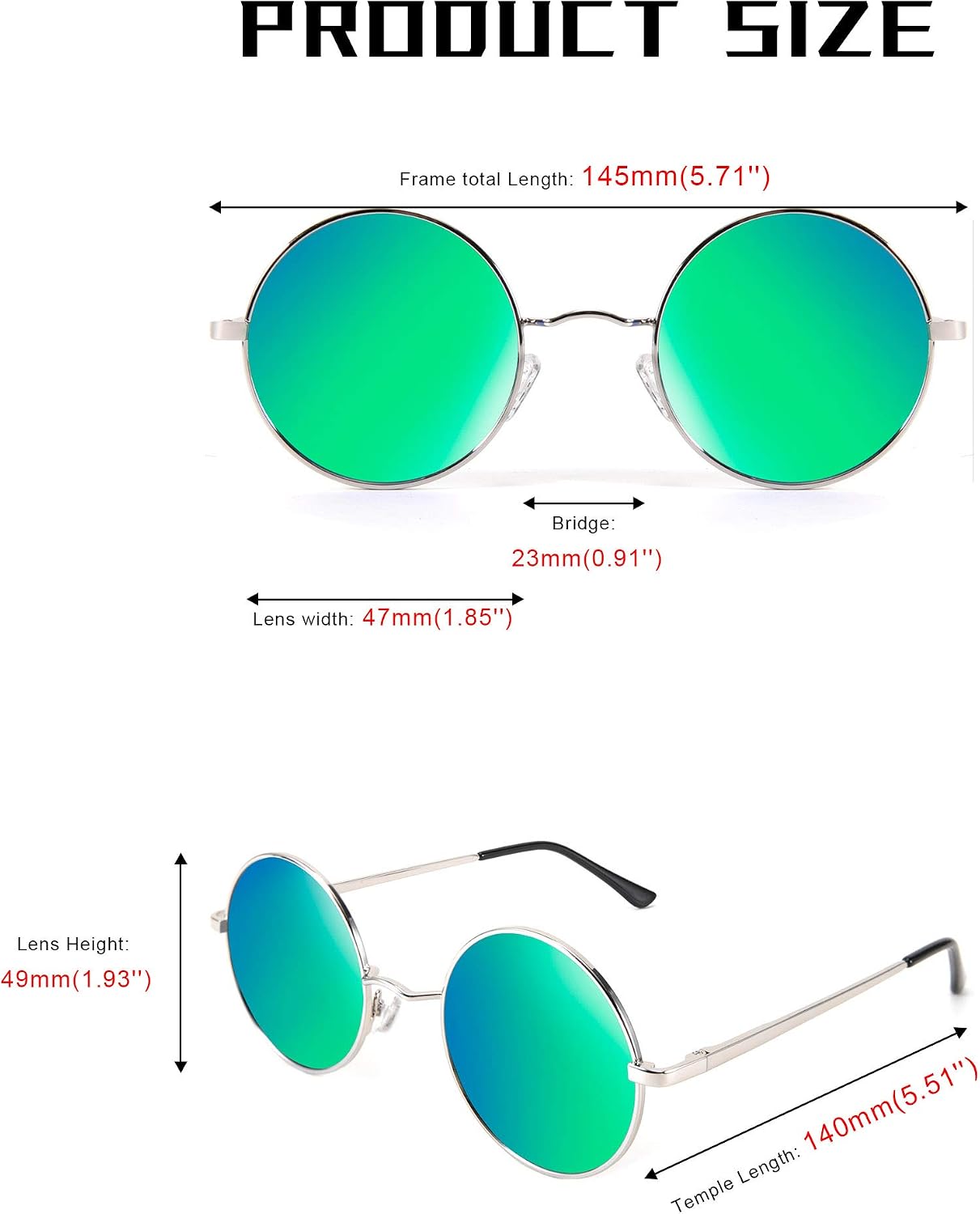 商品图片 4 | B08HRQJKLS | FEISEDY Steampunk Sunglasses Retro Round Polarized Women Men Metal Glasses B2528